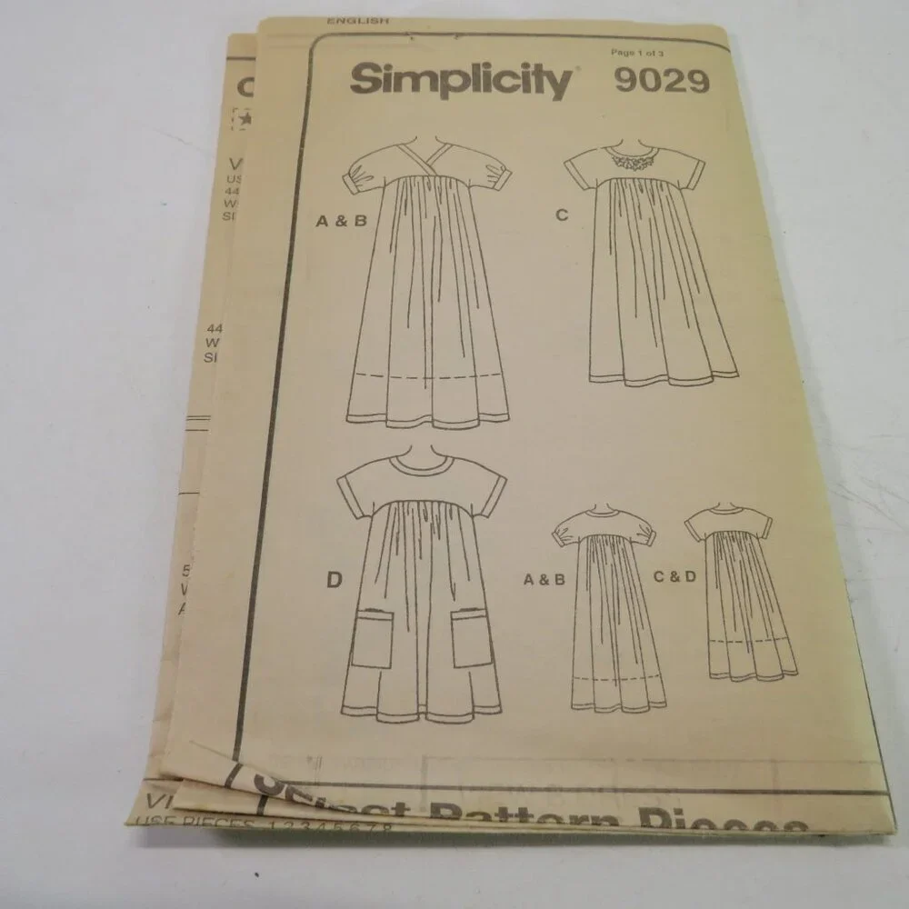 simplicity 9029 sewing pattern EASY nightgown,dress, tunic (loose fit) maternity